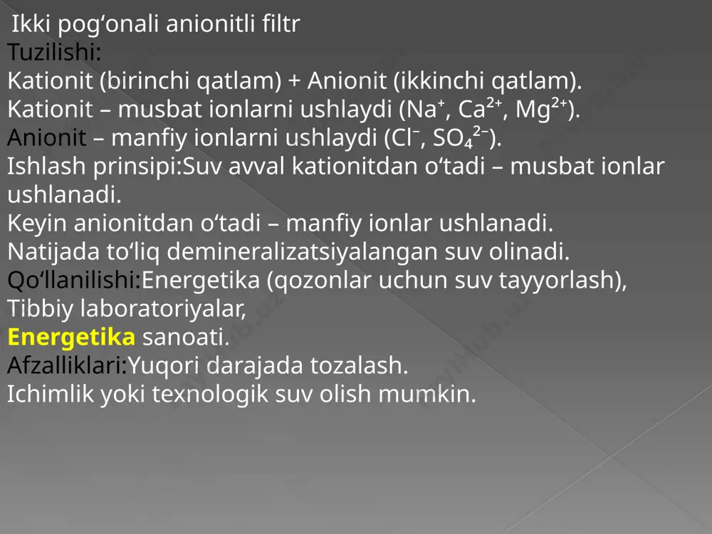 bir va ikki pog'onali anionitli filterlar - Page 5