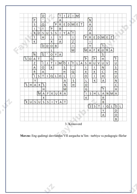 pedagogika faniga oid krossvordlar to'plami - Page 4