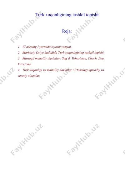 turk xoqonligining tashkil topishi — DOCX