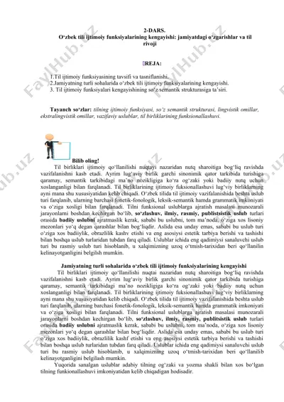 o‘zbek tili ijtimoiy funksiyalarining kengayishi — DOCX