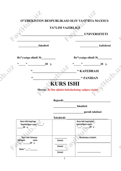 ta’lim sifatini baholashning xalqaro tizimi — DOCX