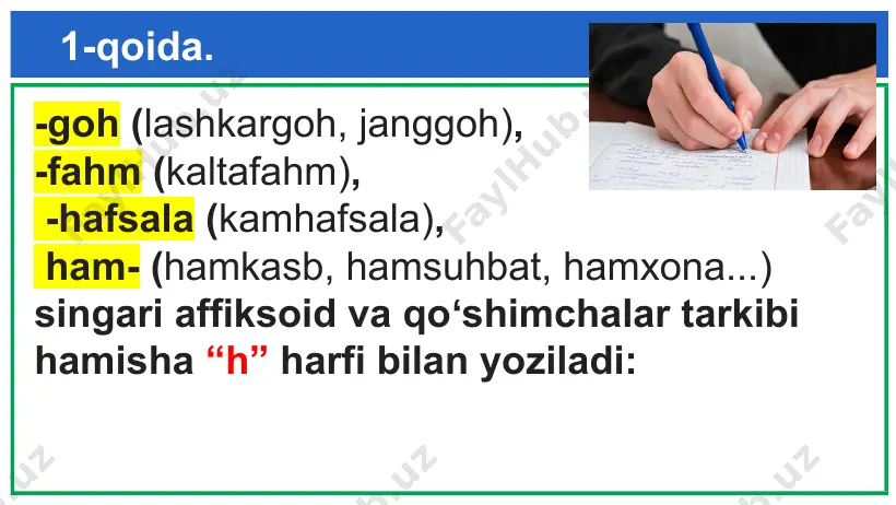 …) “u” va “e” harflari orasida (nekuxesh...) har doim “x” harfi keladi savollar bo‘lsa, marhamat! e’tiboringiz uchun rahmat image1.png image2.jpeg image3.jpg image4.gif image5.gif image6.jpeg image7.jpeg image8.png image9.gif image10.jpeg