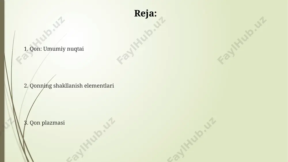 laridan o'tishini osonlashtiradi va shu bilan kislorod tashish samaradorligini oshiradi. eritrotsitlarning o'rtacha hayotiy davri 120 kunni tashkil etadi va ular asosan taloqda, jigarda va suyak ko'migida parchalanib, gemoglobinni ozod qiladi. qonning klinik ahamiyati qonning tarkibiy elementlarini aniqlash orqali, masalan, leykotsitlar soni (5000-10000/mkl) va trombotsitlar (150-400x10^9/l) kabi ko'rsatkichlarni o'rganish buxoro viloyatida diagnostika uchun muhim ahamiyatga ega. qonning reologik xususiyatlarini yaxshilash uchun plazma infuziyasi, 35-40% gematokritli bemorlarda, samarqand viloyati shifoxonalarida tez-tez qo'llaniladi, bu esa mikrosirkulyatsiyani yaxshilaydi. qon quyish klinik ahamiyati, masalan, 1000 ml dan ortiq qon yo'qotishda, travmatik jarohatlarda, toshkentdagi shifoxonalarda keng qo'llaniladi va bemorning hayotiga tahdid soladigan holatlarda muhimdir. leykotsitlar (oq qon tanachalari) limfotsitlar, immunitet tizimining asosiy hujayralari bo'lib, t-hujayralari va b-hujayralari kabi turli xil turlarga ega va ularning soni immunitet reaksiyalari tufayli o'zgarishi mumkin, masalan, virusli infektsiyalarda. granulotsitlar, masalan, neytrofillar, qonning 60-70% ini tashkil etadi va ularning asosiy vazifasi bakteriyalar va qo'ziqorinlarni yo'q qilishdir, bu jarayon fagotsitoz orqali amalga oshiriladi. …