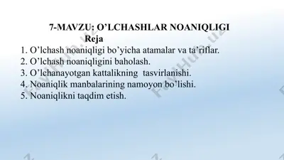 o'lchashlarni aniqligi — PPTX