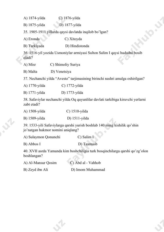 3-kurs sirtqi tarix yo’nalishlar uchun savollar - Page 5