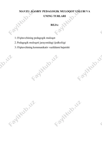 kasbiy pedagogik muloqot usullari — DOCX