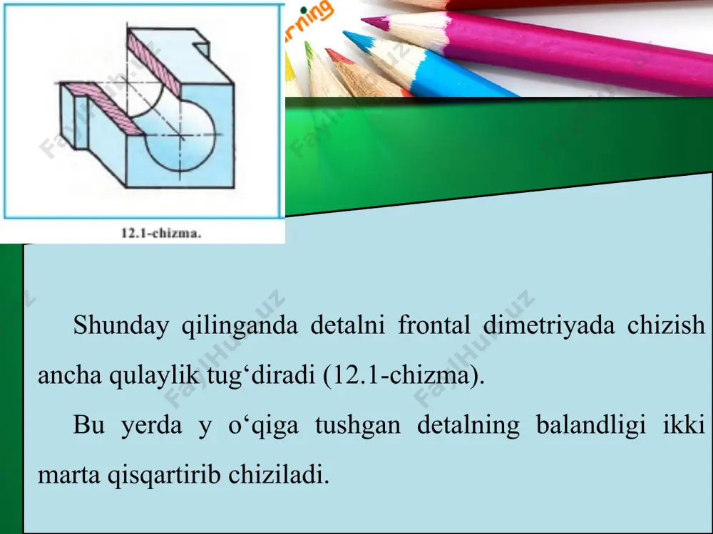 12-13 §. frontal dimetriyada qirqimni tasvirlash 9-sinf - Page 3