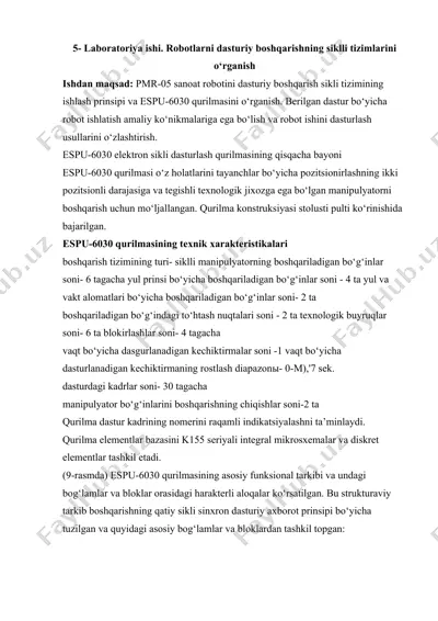 laboratoriya ishi. robotlarni dasturiy boshqarishning siklli tizimlarini o‘rganish — DOCX