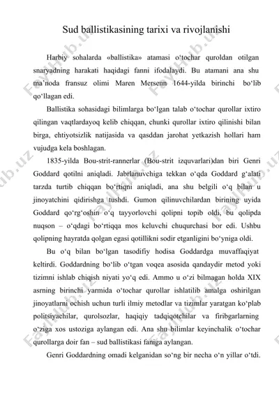 sud ballistikasining tarixi va rivojlanishi — DOC