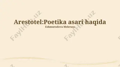 aristotel: poetika asari haqida — PPTX