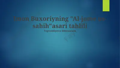 "al-jome us-sahih" asari tahlili — PPTX