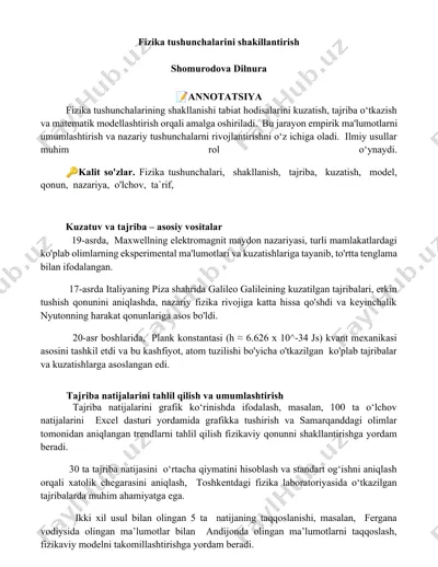fizika tushunchalarini shakillantirish — DOCX