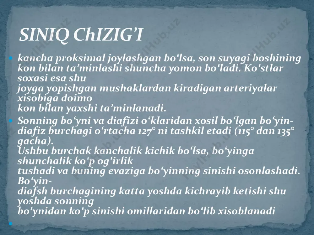 et tortmasi o‘rniga oyoqni tinchlantirish maqsadida ikki yoniga kum solingan xaltachalar kuyiladi. birinchi kunlardanok bemorni to‘shakda o‘tkaziladi, nafas olish gimnastikasi bajariladi. singan joy vakti-vakti bilan og‘riqsizlantirilib, skelet tortmasi olingandan keyin bemor yonboshga yotkmziladi, o‘tkaziladi, oyogini yotokdan pastga tushiriladi. umumiy axvoli kuzatib boriladi, zarur muolajalar o‘tkaziladi. 3- daftadan boshlab bemor qo‘ltiktayokda yurishni boshlaydi, singan oyogini bosmaydi.  bunday davolash usulida sinish bitmaydi, bemor bir umr qo‘ltiktayokdan foydalanadi.   jarroxlik muolajasi kechiktirib bo‘lmaydigan ko‘rsatmalar bo‘yicha bajariladi. agar bemor kasalxonaga tushgan kuni operatsiya qilinmasa, unda operatsiyagacha skelet tortma o‘rnatiladi, oyoq standart beler shinasiga yotkizilib, 6-8 kgyukosiladi.   son suyagi bo‘ynidan medial singanda osteosintezning ikkita asosiy usuli mavjud: 1) yopiq (bo‘kimdan tashqari) usul, bunda bo‘kim ichi va singan joy ochilmaydi; 2) ochiq (bo‘g‘im ichi) usul, yopiq usul vositasida repozitsiya qilib bo‘lmaganda qo‘llaniladi (ko‘pincha bo‘g‘im kapsulasi interpozitsiya bo‘lganda yoki eskirgan sinishlarda). agar repozitsiyadan keyin va osteosintez paytida fiksator xolatini rentgenologik kuzatish imkoniyati bo‘lmasa, …