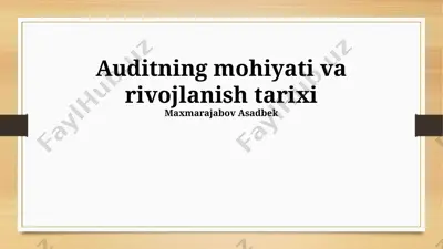 auditning mohiyati va rivojlanish tarixi — PPTX