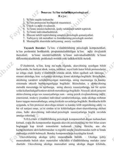 tа’lim va tarbiya psiхоlоgiyasi — PDF