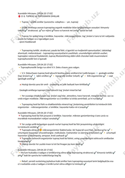 tuproq va topografik omillar — DOCX