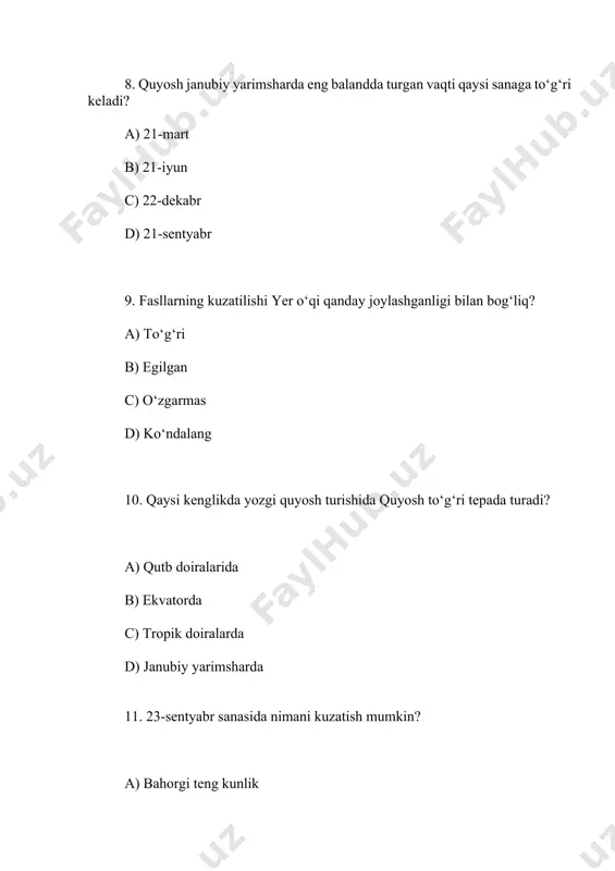 umumiy tabiiy geografiya testi - Page 3
