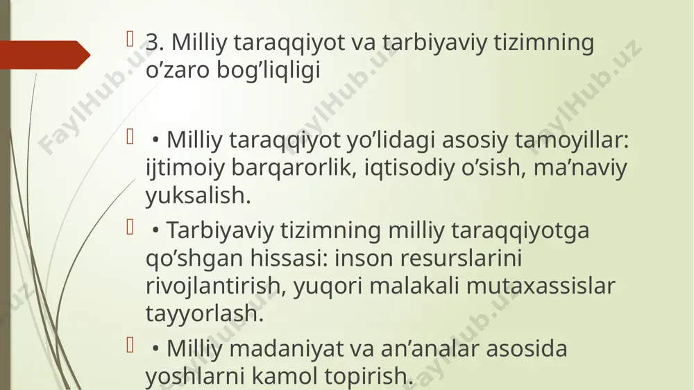 mamlakatning tarbiyaviy tizimi va uning mustaqillik, milliy taraqqiyot yo’li - Page 5
