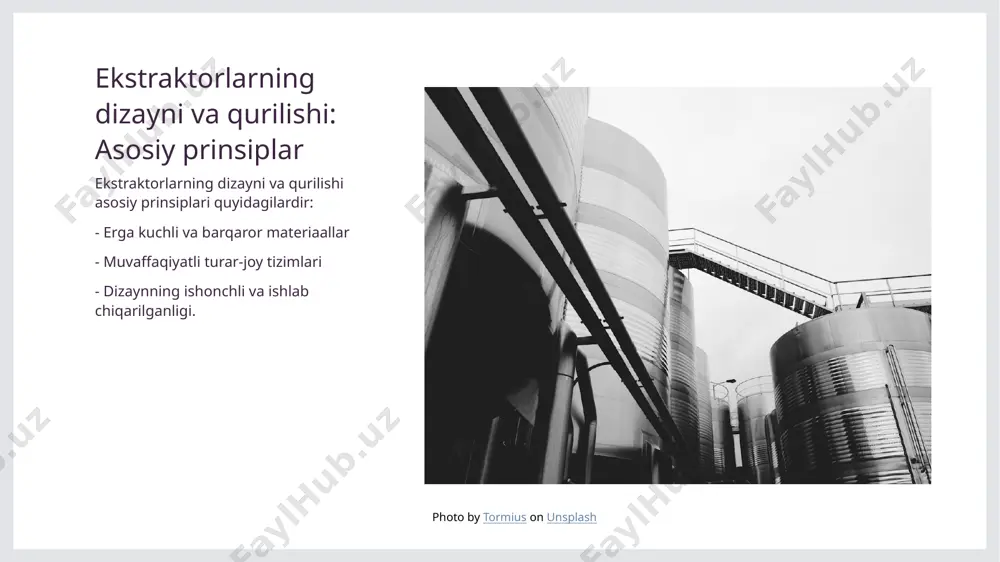 h ekstraktorlarning avtomatlashtirilishi sanoat sohasida foydali bo'lib, faoliyatni optimallashtiradi va texnik jarayonlarni tezlik va toza uslubda bajarish imkonini yaratadi. texnologik innovatsiyalar yangi texnologiyalar va innovatsiyalar sanoat sohasidagi ekstraktorlar foydalanishini kuchaytiradi va mahsulotlar sifatini yuqori darajada oshiradi. farmatsevtika sohasidagi ekstraktorlar va ularning ahamiyati farmatsevtika sohasidagi ekstraktorlar, kimyoviy moddalar va foydali o'lchamli mahsulotlar tayyorlashda ahamiyatga ega. ular, asosan, aktiv moddalar va ziddiyatlar ayirishini o'tkazishda ishlatiladi. hem katta miqdordagi ekstraktorlar tasirini oshiradi. photo by pmv chamara on unsplash oziq-ovqat ishlari uchun ekstraktorlar va ularning roli 1 oziq-ovqat ekstraktorlari bu ekstraktorlar, oziq-ovqat sanoatida esansiyel moddalar va aromatik vositalarni ajratishda keng qo'llaniladi, lekin muhimliklariga ega. 2 ular keng foydalanish oziq-ovqat ishlari sohasida ekstraktorlar, esansiyel moddalar va aromatik vositalarni ajratishda, taam-tuzilishni saqlashda, rang va ziyoni saqlashda keng foydalaniladi. 3 oziq-ovqat sanoatidagi o'ziga xos roli ekstraktorlar, oziq-ovqat sanoatida taam-tuzilishni yaxshilash, mahsulotlarni saqlash va mahsulotlar tuzilishida muhim ahamiyatga ega. bu sanoatga innovatsiyalar kiritishda muhim vazifani bajaradi. kimyo sanoatida …