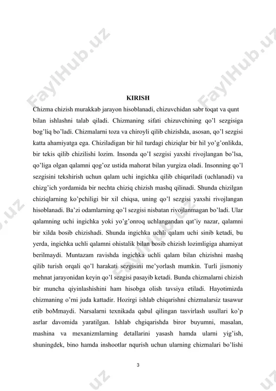 lingan chizmachilik darsligida kinematik hamda elektrik sxemalar sxemalar haqida ma’lumotlar berilgan bo’lib, o’quvchilami shu sxemalarni o’qishga o’rgatish ko’zda tutilgan. kasb-hunar kollejlarning mos mutaxassisligida talabalar sxemalarni o’qish va bajarish malakalarini yetarucha chuqur o’rgangan bo’lishlari talab qilinadi. umuman, har bir o’quvchini sxemalarni to’g’ri o’qish va undan turmushda foydalana oiish malakalarini egallaganligi muhim ahamiyatga ega deb hisoblaymiz. shuning uchun sxemalami o’qish va bajarish bo’yicha asosiy ma’lumotlami keltirishni lozim topdik. ishlatilish sohasi va mazmuniga ko’ra sxemalar chizmachilik kursining asosiy materialini tashkil qiladigan proeksiqn chizmachilikdan ko’pjihatlari bilan farqlanadi. bu farqlar qisqacha quyidagilardan iborat: • sxemalar ma’lum sohada qo’llaniladigan tayyor mahsulotlaming konstruksiyalarini ochib ko’rsatmasdan, ulaming tarkibiy qismlarini o’ta soddalashiirilgan shartli belgilar yordamida o’zaro bog’lanishi va harakatlarini tasvirlaydi; • sxemalaming vazifasi biror ko’rinishdagi: mexanik (kinematic sxemalar), elektrik (elektr sxemalari), siqilgan havo yoki gaz (pnevmatik sxemalar) va h. energiyaning harakati va o’zgarishini yaqqol ko’rsatishdan iborat. yaqqollikni ta’minlash maqsadida sxemaning hamma elementlari fazoda haqiqiy joylashgan o’miga qaramasdan bitta tekisiikka …