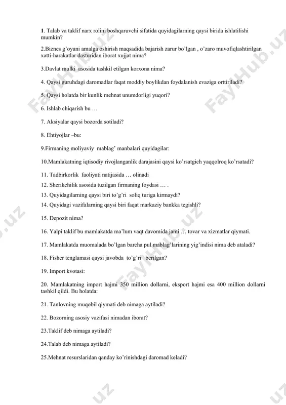 iqtisodiyot fanidan testlar - Page 5