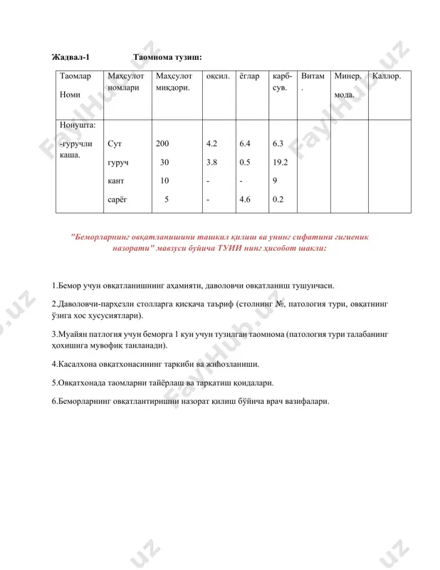 bemorlarning ovqatlanishini tashkil qilish va uning sifatini gigienik nazorati - Page 4