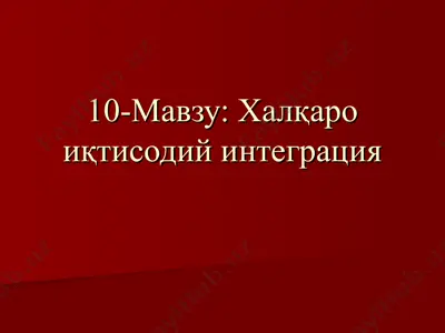 халқаро иқтисодий интеграция — PPT