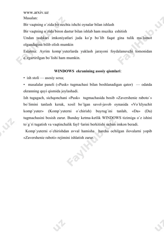 windows muhitiga kirish va ishni tugatish - Page 3