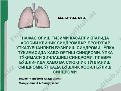 nafas olish tizimi kasalliklari asosiy klinik sindromlar — PPT