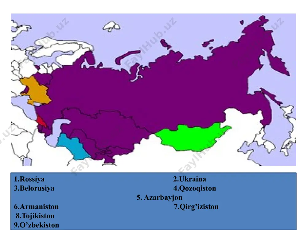 li rayonlarida 160 mln. gektarga yaqin tundra tuproqlari mavjud. tayga-o’rmon yoki boreal zonasining tuproqlari. tayga – o’rmon zonasining nordon tuproqlari profilining differensiyalanishi granulometrik tarkibi va shuningdek, mineralogik va kimyoviy tarkibi, xossalari kompleksi bo’yicha turli xilda bo’lgan ikki qismga bo’linadi, ular yuqori qism yengil, pastki qism og’ir. ellyuvial va illyuvial jarayonlarning turli xilliligiga ko’ra barcha nordon illyuvial- tabaqalashgan tuproqlarni quyidagi guruhlarga bo’lish mumkin: -podzollar -podzolli tuproqlar -loyqasizlangan tuproqlar -gleyli podzollashgan -gleyli loyqasizlangan tuproqlar -oqartirilgan -sur o’rmon tuproqlar tayga-o’rmon zonasining chegarasi, maydoni, tabiiy iqlim sharoitlari. tayga – o’rmon zonasi mdh xududi boreal (mo’tadil sovuq) mintaqasining katta qismini egallaydi. bu zona shimoldan tundra, janubda – o’rmon dasht zonasi bilan chegaralanadi. zona maydoni 1150 mln.ga. ga yaqin bo’lib, (o’rmon qo’ng’ir tuproqlari bilan birga) mdh territoriyasining 52 foizini tashkil etadi. 64 foiz maydoni tekisliklarga ega va 36 foizi tog’li o’lkalarga to’g’ri keladi. i q l i m i mo’tadil sovuq va yetarli darajada namlangan. o’rtacha …