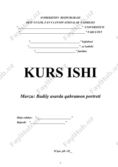 badiiy asarda qahramon portreti — DOCX