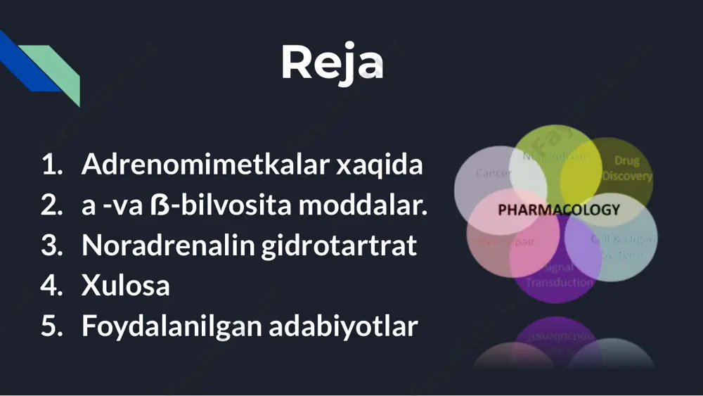 t mushaklari tonusini, onda qand miqdorini oshiradi, ichak peristaltikasini kamaytiradi. adrenalinning yuqori miqdori umumiy periferik qarshilikni oshirib yuborishi mumkin. adrenalin bronxlarni silliq mushaklarida joylashgan p2-adrenoretseptorlami qo'zg'atib, mushaklami bo'shashtiradi, bronxlarni kengaytiradi. radial mushaklarda joylashgan a adrenoretseptorlami qo'zg'atib, qorachiqni kengaytiradi. adrenalin ichakda joylashgan a hamda padrenoretseptorlami qo'zg'atadi, ichak tonusini hamda peristaltikasini kamaytiradi. qora taloq hamda sfmkterlarda joylashgan a adrenoretseptorlar qo'zg'alishi tufayli, ular qisqaradi. adrenalin modda almashinuviga ta'sir ko'rsatadi, glikogenoliz va lipolizlarda qatnashadigan adrenoretseptorlami qo'zg'atib, qondagi qand hamda erkin yog* kislotalar miqdorini oshiradi. bu jarayon adenilatsiklaza mexanizmi tufayli amalga oshadi. tireotoksikoz kasalligida adrenoretseptorlarning katexolam inlarga sezuvchanligi oshadi, bem orda sinusli taxikardiya paydo bo'ladi, ko'p terlaydi, bezovtalik, tremor, qo'zg'aluvchanlikning, uglevod va lipid almashinuvlarining oshishi ro'y beradi. anaprilin adrenoretseptorlami falajlab, ularning katexolaminlarga sezuvchanligini kamaytiradi, tiroksinning triyodtironinga aylanishi tufayli tireotoksikozning yuqorida keltirilgan belgilari kamayadi. anaprilinning kardiomiopatiyalarda qo'llanilishi katta ahamiyatga ega, shu tufayli butun organizmda gemodinamika normallashadi, gipoksiya kamayadi. anaprilin og'iz, parenteral yo'llar orqali yuboriladi, me'da ichakdan …