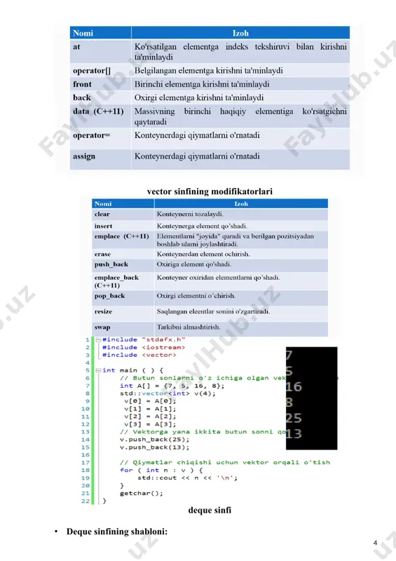 acha qiymatidan kichik elementlarini o`rtacha qiymati hisoblansin. 2. vector [a,b] qismidagi elementlari vectorni eng kichik elementiga bo`lib chiqilsin 3. vector k – elementidan l – elementigacha bo`lgan elementlarining o`rtacha qiymatidan hisoblansin 4. vectorni min elementi vectorni oxirgi elementi bilan o`rin almashtirilsin 5. vector [a,b] qismda yotmaydigan elementlarining o`rtacha qiymatidan hisoblansin 6. vector elementlarini kvadratlarini yig‘indisi hisoblansin 7. vectorni barcha elementlari vectorni eng kata elementiga bo`lib chiqilsin 8. vectorni barcha elementlari vectorni eng kichik elementiga bo`lib chiqilsin 9. vector m dan kata elementlarini ko`paytmalarini logarifmi hisoblansin 10. vector k va m ga tеng elementlari ko`paytmasi hisoblansin 11. vector m dan katta elementlari yig’indisi hisoblansin 12. vectorni tоk o`rindagi elementlarini ko`paytmasini juft o`rindagi elementlarini yig‘indisiga bo`linsin 13. vector manfiy elementlarini o`rtacha qiymatidan hisoblansin 14. vector ni 2 ga va 5 ga bo`linadigan elementlarini ko`paytmasini sinusi tоpilsin 15. vectorni m dan kichik elementlarini kvadratlarini ko`paytmasi hisoblansin 2-topshiriq: 1. vektorning eng katta va eng …