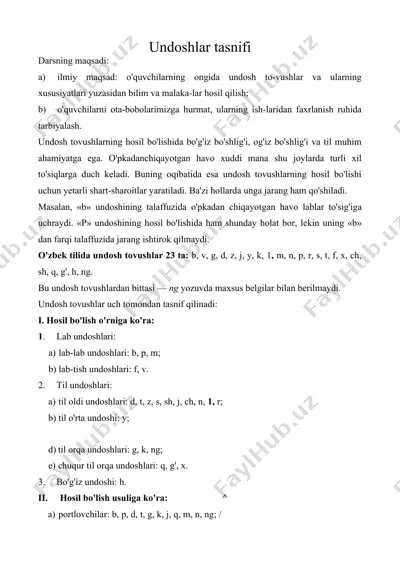 undoshlar tasnifi — DOC