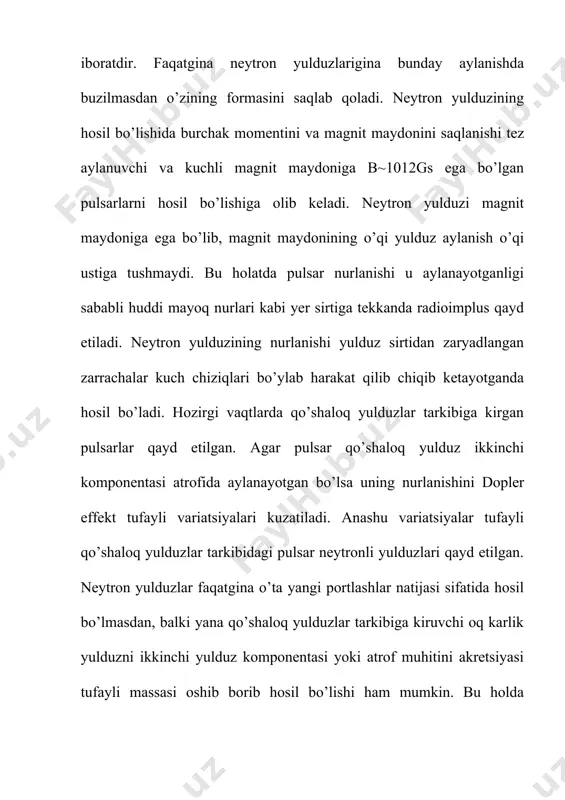 n o’tadi. masalan, massasi o’n quyosh massasiga teng qora tuynuk 1069 yilda bug’lanadi.