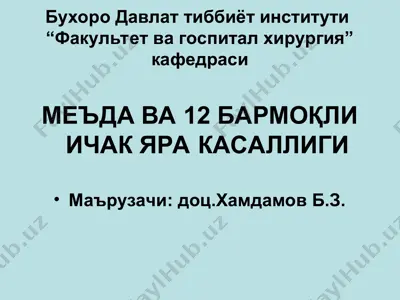 me'oda va 12 barmoqli ichak skelletotopiyasi — PPT