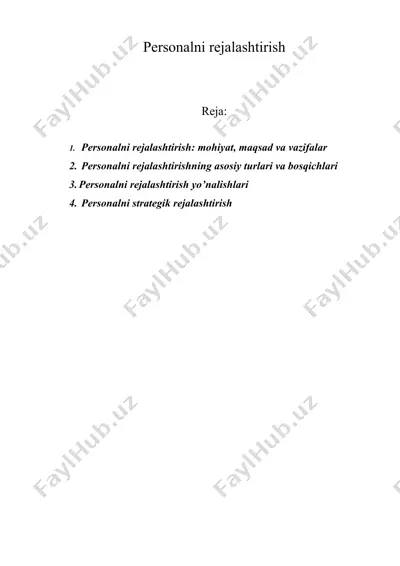 personalni rejalashtirish — DOC