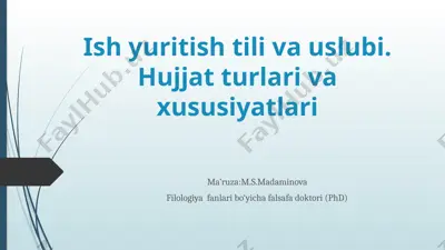 hujjat nomini nomlash bo'yicha — PPTX