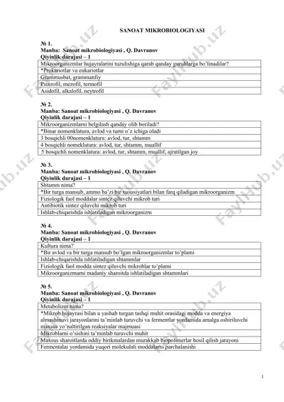 sanoat mikrobiologiyasi — DOCX