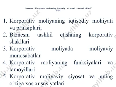 korporativ moliya — PPTX