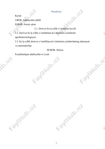 ko’p yillik dorivor o’simliklar — DOCX