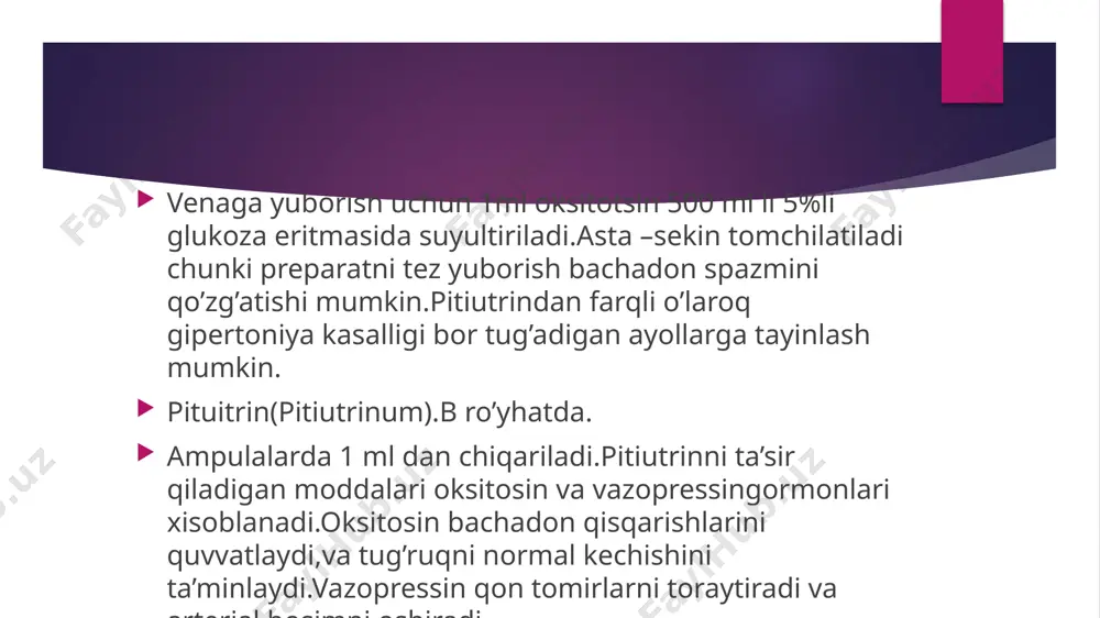 miometriy tonusiga ta'sir qiladigan vositalar - Page 4