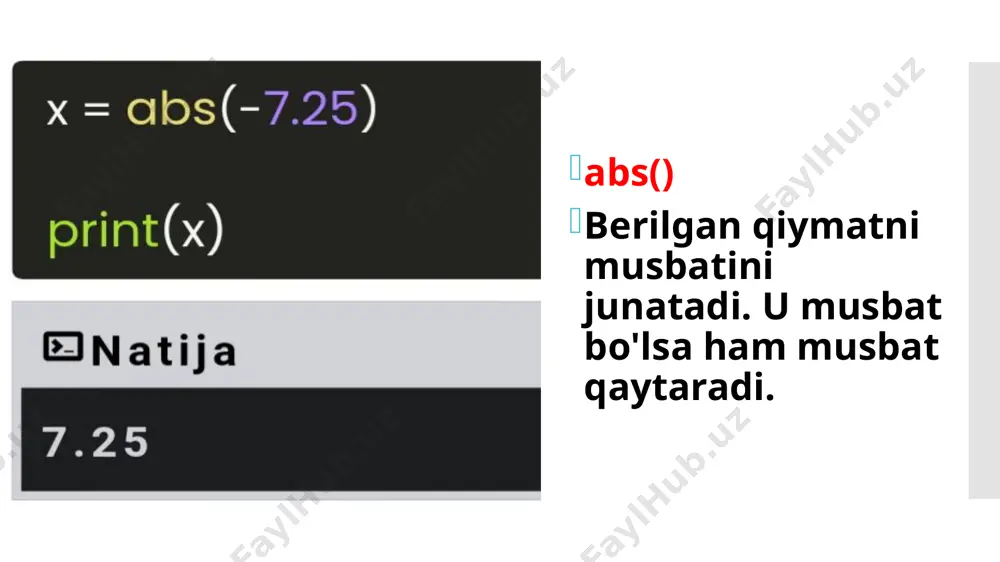 paythonda qo‘llaniladigan matematik funksiyalar - Page 5