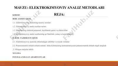 elektrokimyoviy analiz metodlari — PPTX