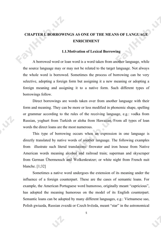 semantic change. contemporary english has a number of foreign words in different stages of assimilation. the degree of domestication depends on the length of time the words has been used, from what group of languages the word was borrowed and if it was borrowed orally or in written form. borrowings are divided into three main types: [3;32] 1. fully assimilated words – words fully adapted to the phonetic, grammatical and the lexical system of the new language, e.g.: cup, street, wall, wine (latin); gate, husband, window (scandinavian); chair, face, finish, table (french). 2. partially assimilated words – there is only partial adaptation to the new language system. these borrowings are subdivided into following groups: a) loanwords not assimilated semantically (as they denote objects and notions peculiar to the country from which they come): sheikh, sombrero, maharaja. b) loanwords not assimilated grammatically (nouns borrowed from latin retain their plural forms): bacillus …