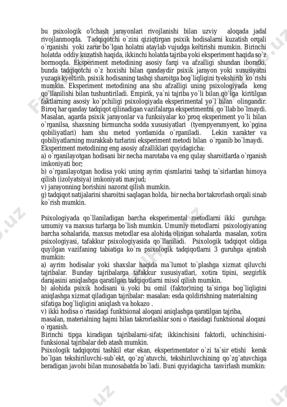 gartirishga bog'liq bo'lgan o'lchash moslamasi bilan o'zaro ta'sirini tashkil etish orqali ob'ektning xususiyatlarini yoki holatini aniqlashning empirik usuli sifatida aniqlanishi mumkin. qurilma nafaqat tadqiqotchi uchun tashqi ob'ekt bo'lishi mumkin, masalan, o'lchagich - uzunlikni o'lchash moslamasi, balki tadqiqotchining o'zi ham ("odam hamma narsaning o'lchovidir"). inson xatti-harakatlarini "o'lchash" bilan ham xuddi shunday: boshqa odamning xatti-harakatlarining xususiyatlari tadqiqotchi tomonidan to'g'ridan-to'g'ri baholanishi mumkin. ushbu o'lchov kuzatishga o'xshaydi. biroq, psixolog aql-idrok testi kabi o'lchash usulini qo'llaganida instrumental o'lchovga asoslanadi. psixologiyada o'lchov (shkala) ikki xil jarayon sifatida tushuniladi. psixologik o'lchov (shkala) birinchi ma'noda, tekshirilayotgan fakt ob'ektlarining parametrlari, o'xshashliklari va farqlarini baholash hisoblanadi. ushbu baholarga asoslanib, tadqiqotchi sub'ektiv voqelikning xususiyatlarini "o'lchaydi". ikkinchi ma'noda psixologik o'lchash (shkala) tadqiqotchi tomonidan sub'ektning xatti- harakatlarining xususiyatlarini baholashda amalga oshiriladi. tabiiy fanlarda (s. papovyan) quyidagi o'lchov (shkala) turlari mavjud: - raqamli munosabatlar tizimini empirik tizimdan to'g'ridan-to'g'ri olishga imkon beradigan fundamental empirik qonunlarga asoslangan fundamental; - derivativ, bu o'zgaruvchini boshqalarga tegishli bo'lgan belgi …