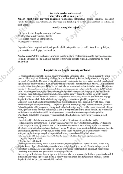 orfografik tahlil va uning turlari — DOC