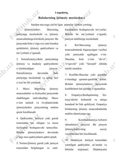 bolalarning ijtimoiy moslashuvi — DOCX