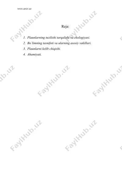 plauntoifalar bo`limi - lycopodiophyta — DOC