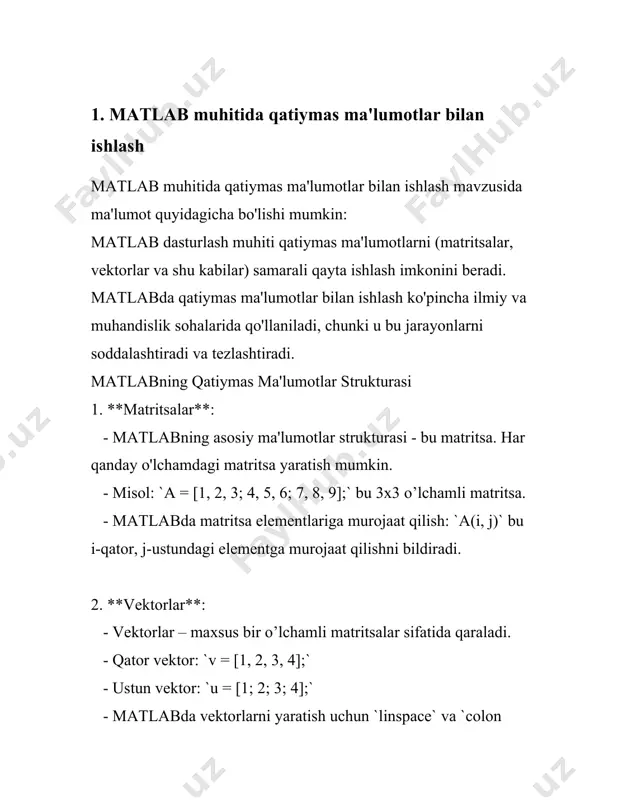 c toolbox yordamida qatiymas axborotlarni protsess qilish fuzzy logic toolbox matlab bilan birga keladigan kuchli vosita bo'lib, qatiymas axborotlarni protsess qilishda qo'llaniladi. uni qo'llash orqali turli murakkab tizimlarni model qilish va boshqarish muammolarini hal qilish mumkin. fuzzy logic toolbox yordamida qatiymas axborotlarni protsess qilishda bir qancha qadamlarni amalga oshirish kerak. birinchi qadam - tizimning lingvistik o'zgaruvchilarini aniqlashdir. masalan, agar biz biror muammoni hal qilmoqchi bo'lsak, lingvistik o'zgaruvchilarni tanlash va ularga mos keladigan o'lchovlar bilan belgilash kerak. lingvistik o'zgaruvchilarning qiymatlari qatiymas to'plam sifatida tasvirlanadi, ular fuzzy to'plamlar deb ham ataladi. bu to'plamlar aniq chegaralarga ega emas, balki ularning qiymatlari turli darajadagi a'zolik bilan ifodalanadi. masalan, harorat o'zgaruvchisi uchun "sovuq", "iliq" va "issiq" kabi lingvistik qiymatlarni belgilash mumkin. ikkinchi qadam - a'zolik funksiyalarini aniqlashdir. a'zolik funksiyalari yordamida tasvirlangan lingvistik qiymatlarning qatiymasligini ifodalash mumkin. bu funksiya turli shakllarda bo'lishi mumkin, masalan, uchburchak, trapetsiya yoki gauss turidagi funksiyalar. har bir lingvistik qiymat uchun mos …